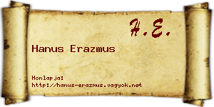 Hanus Erazmus névjegykártya